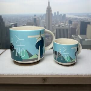 Starbucks Seoul Mug Pair – 14oz Coffee Mug + 3oz Mini Mug – South Korea – NEW